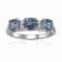 London Blue Topaz and Moissanite Sterling Silver 3-Stone Ring