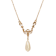 Yellow Base Metal Crystal Faux Pearl Drop Y-Necklace 16" Adj.
