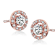 CZ Halo Stud Earrings In 18K Rose Gold Over Bronze