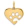 14K Yellow Gold Polished Heart with Paw Print Pendant