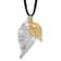 Sterling Silver and 24k Yellow Gold Dipped Double Evergreen Leaf Necklace