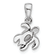 Rhodium Over Sterling Silver Antiqued Crystal Feb Birthstone Turtle Pendant