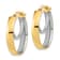 14K Two-tone Gold Polished and Diamond-Cut 15/16" Fancy Oval Hoop Earrings