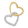 14k Yellow Gold and 14k White Gold Diamond Double Heart Chain Slide Pendant