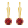 4mm Round Garnet 14k Yellow Gold Drop Earrings