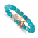 Rose Stainless Steel Antiqued and Polished Starfish Aqua Dyed Jade Bracelet