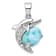 Rhodium Over Sterling Silver Polished Filigree Dolphin Larimar Pendant