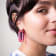 14K Yellow Gold Over Sterling Silver Acrylic Hoops in Pink