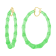 14K Yellow Gold Over Sterling Silver XL Acrylic Bamboo Hoops in Lime Green