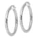 Rhodium Over Sterling Silver 3.00mm Diamond-cut Hoop Earrings