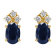 6x4mm Oval Sapphire with Diamond Accents 14k Yellow Gold Stud Earrings