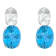 9x7mm Oval Blue Topaz And White Topaz Rhodium Over Sterling Silver Earrings