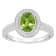 8x6mm Oval Peridot 1/5 ctw Diamond Rhodium Over Sterling Silver Halo Ring