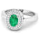 0.86ctw Green Emerald and Diamond 14K White Gold Halo Ring
