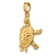 14k Yellow Gold Solid 3D Polished and Textured Moveable Turtle Pendant