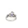Round Tanzanite and White Diamond 10K White Gold Flower Ring