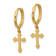 14k Yellow Gold 7/8" Hinged Dangle Cross Hoop Earrings