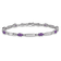 Rhodium Over 14k White Gold Amethyst and Diamond Bracelet