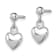 Rhodium Over Sterling Silver  Heart Children's Post Dangle Earrings