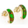 Green Turquoise Inlay Hoop Earrings In 18K Gold Over Sterling Silver
