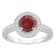 7mm Round Garnet 1/5 ctw Diamond Rhodium Over Sterling Silver Halo Ring