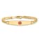 14k Yellow Gold Medical Soft Diamond Shape Red Enamel Curb Link ID Bracelet