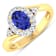 0.89ctw Violet Tanzanite and Diamond 14K Yellow Gold Halo Ring