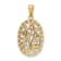 14k Tri-color Gold Textured Oval 3 Rose Pendant