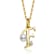 Initial F Pear Shape CZ And Pearl Pendant Necklace In 14K Gold Over Brass