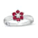0.43ctw Ruby and Diamond Flower Cluster Ring in 14k White Gold