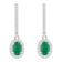 6x4mm Oval Emerald 1/3 ctw Diamond Rhodium Over Sterling Silver Halo
Dangle Earrings