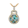 Blue Chalcedony And White Zircon Pendant Necklace In 18K Gold Over
Sterling Silver 3.67ctw