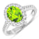 1.99ctw Green Peridot and Diamond 14K White Gold Halo Ring