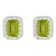 8x6mm Emerald Cut Peridot And White Topaz Accent Rhodium Over Sterling
Silver Halo Stud Earrings