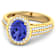 Purple Tanzanite and White Diamond Bridge 14K Yellow Gold Ring
