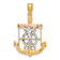 14k Tri-color Gold Diamond-Cut Textured Mariner's Cross Pendant