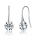 CZ Solitaire Drop Earrings In Rhodium Over Brass