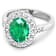 2.63ctw Green Emerald and Diamond 14K White Gold Halo Ring
