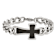 Stainless Steel Polished Black Carbon Fiber Inlay Cross Bracelet