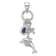 Rhodium Over Sterling Silver Oxidized Lapis Lazuli Dolphin and Starfish Pendant