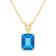 10x8mm Emerald Cut Blue Topaz 14k Yellow Gold Pendant With Chain