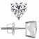White Cubic Zirconia 14k White Gold Heart Studs With Velvet Gift Box 1.50ctw