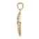 14k Tri-color Gold Textured Oval 3 Rose Pendant