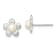 Sterling Silver Polished and Textured Simulated Pearl Flower Post Earrings
