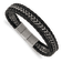 Black Leather and Stainless Steel Antiqued and Brushed 8.25-inch with
0.5-inch Extension Bracelet
