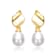 Freshwater Pearl Seashell Drop Earrings In 14K Gold Over Sterling Silver