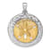 Rhodium Over Sterling Silver Yellow Textured Sand Dollar Pendant