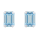6x4mm Emerald Cut Aquamarine Rhodium Over 10k White Gold Stud Earrings