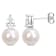 Freshwater Pearl And Created White Sapphire Stud Earrings In Sterling Silver