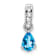 Rhodium Over 10k White Gold 0.5 cttw Pear Blue Topaz and Accent Diamond Pendant
